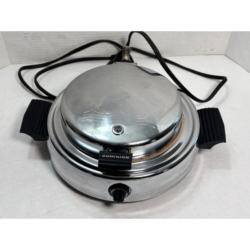 Vintage Dominion 1316‎ Waffle Maker Chrome Electric Baker USA Tested Works